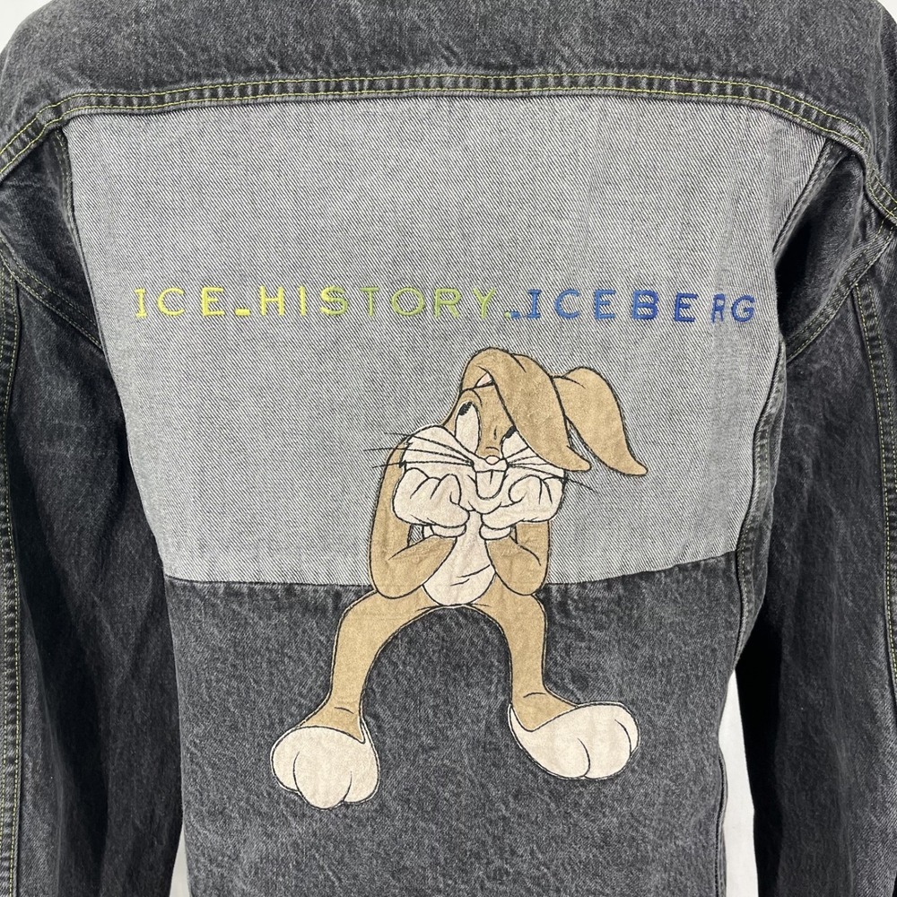 Vintage Iceberg Ice History Mens Bugs Bunny Looney Tunes Denim Jacket Italy XXXL